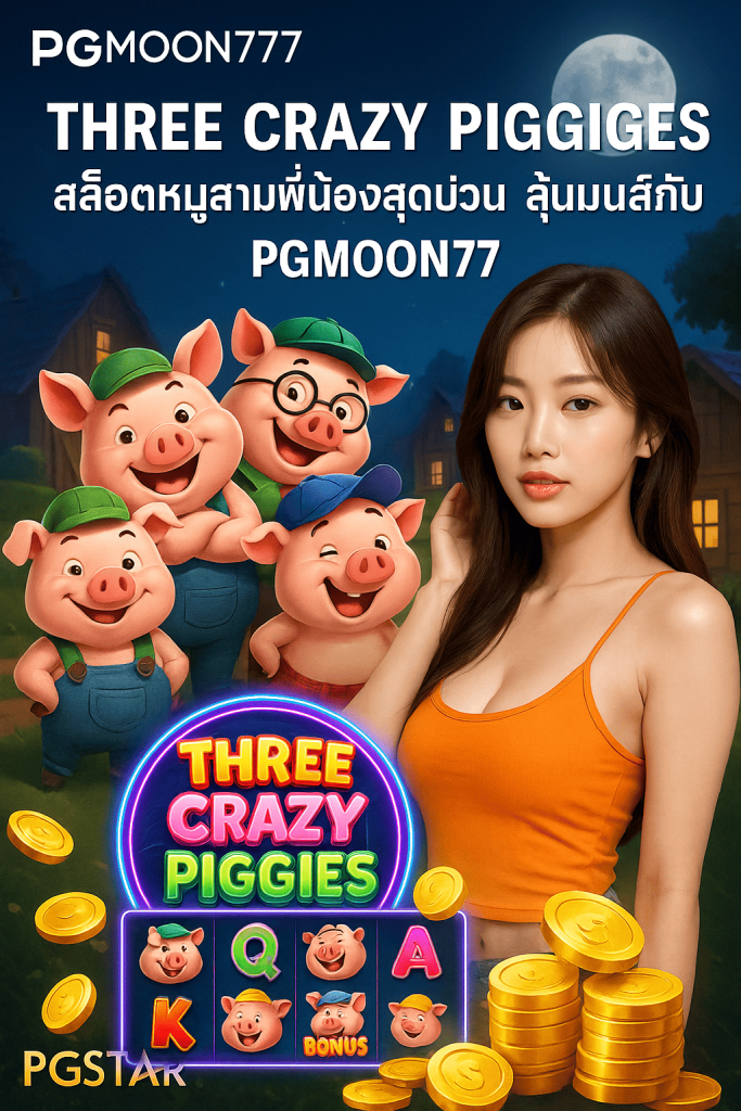 THREE CRAZY PIGGIES สล็อตหมูสามพี่น้องสุดป่วน ลุ้นมันส์กับ PGMOON777